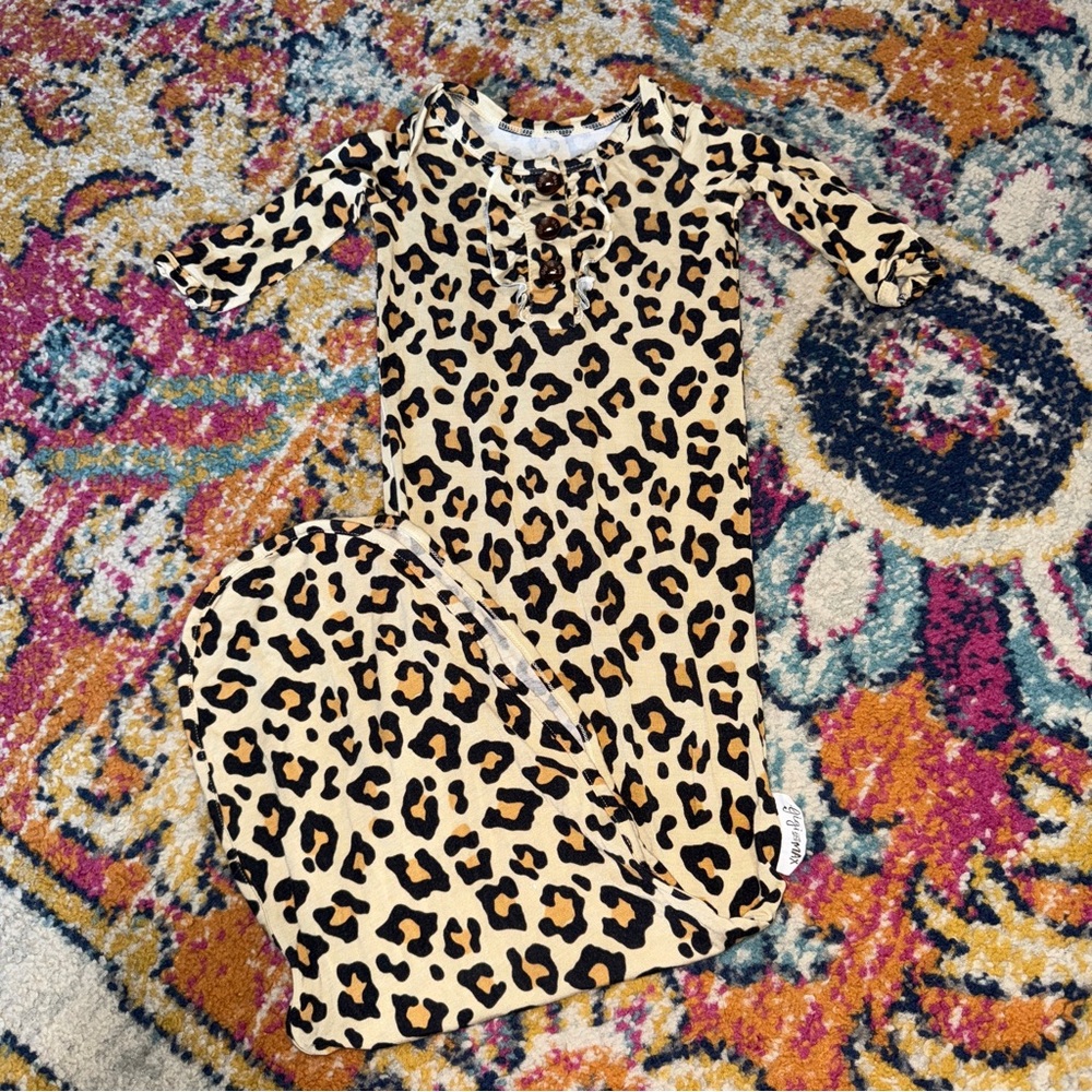 Gigi and max newborn bamboo leopard print gown
